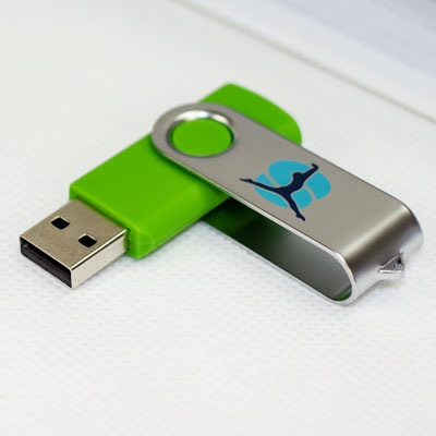 Green USB containing PDF of the A4 Curriculum Games cards